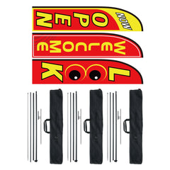 Open Flags for Business Advertising Feather Flag Kit Open Look Welcome