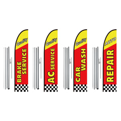 Auto Repair Advertising Feather Flag Kit Swooper Flags and Poles 16.3 FT