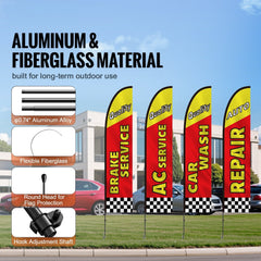 Auto Repair Advertising Feather Flag Kit Swooper Flags and Poles 16.3 FT