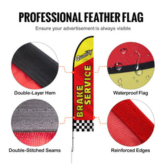 Auto Repair Advertising Feather Flag Kit Swooper Flags and Poles 16.3 FT