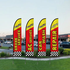 Auto Repair Advertising Feather Flag Kit Swooper Flags and Poles 16.3 FT