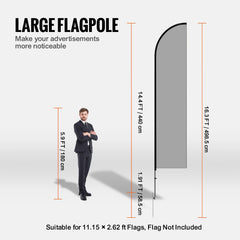 Feather Flag Pole Kit, Swooper Flag Pole Set 16.3 ft, Sign Flag Poles for Business Advertising Flags Outdoor, with A Ground Stake and Carrying Bag (Flag Not Included)