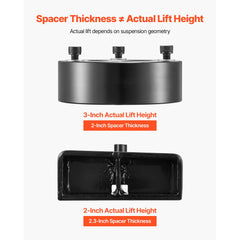 76.2 mm Front and 50.8 mm Rear Leveling Lift Kit for 2007-2023 Silverado 1500 2WD/4WD, 2007-2023 Sierra 1500 2WD/4WD, Chassis Level Kit with 2 Front Strut Spacers, 2 Rear Lift Blocks, 2 U-Bolts