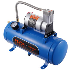 12V Air Compressor with Tank 1.6 Gallon/6 L, Train Horn Air Compressor, 120 psi Working Pressure Onboard Air Compressor System for Train Air Horns, Inflating Tires, Air Mattresses