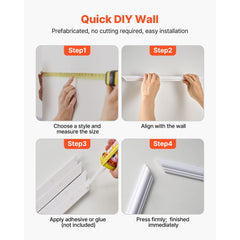 Wall Molding 12 Pack, 51 x 51 cm Wainscoting Panels Kit, Lightweight Paintable Polystyrene, Easy to Install, Waterproof Accent Wall Trim for Interior Décor Living Room, Bedroom, Home, White