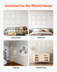 Wall Molding 12 Pack, 51 x 51 cm Wainscoting Panels Kit, Lightweight Paintable Polystyrene, Easy to Install, Waterproof Accent Wall Trim for Interior Décor Living Room, Bedroom, Home, White