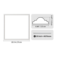 Wall Molding 12 Pack, 51 x 51 cm Wainscoting Panels Kit, Lightweight Paintable Polystyrene, Easy to Install, Waterproof Accent Wall Trim for Interior Décor Living Room, Bedroom, Home, White