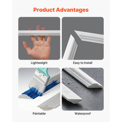 Wall Molding 3 Pack, Wainscoting Panels Kit, Lightweight Paintable Polystyrene, Easy to Install Accent Wall Trim for Interior Décor Living Room, Bedroom, Home, White (79x160 + 79x61 cm)