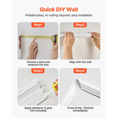 Wall Molding 3 Pack, Wainscoting Panels Kit, Lightweight Paintable Polystyrene, Easy to Install Accent Wall Trim for Interior Décor Living Room, Bedroom, Home, White (79x160 + 79x61 cm)
