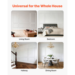 Wall Molding 3 Pack, Wainscoting Panels Kit, Lightweight Paintable Polystyrene, Easy to Install Accent Wall Trim for Interior Décor Living Room, Bedroom, Home, White (79x160 + 79x61 cm)