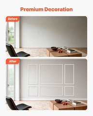 Wall Molding 3 Pack, Wainscoting Panels Kit, Lightweight Paintable Polystyrene, Easy to Install Accent Wall Trim for Interior Décor Living Room, Bedroom, Home, White (58x143 + 58x58 cm)