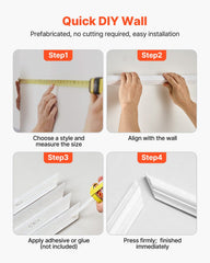 Wall Molding 3 Pack, Wainscoting Panels Kit, Lightweight Paintable Polystyrene, Easy to Install Accent Wall Trim for Interior Décor Living Room, Bedroom, Home, White (58x143 + 58x58 cm)
