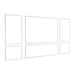 Wall Molding 3 Pack, Wainscoting Panels Kit, Lightweight Paintable Polystyrene, Easy to Install Accent Wall Trim for Interior Décor Living Room, Bedroom, Home, White (58x143 + 58x58 cm)