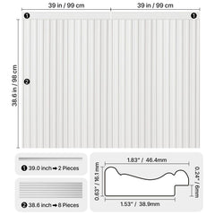 Wall Molding Kit, Wainscoting Panels, Lightweight Paintable Polystyrene, Easy to Install, Wide & Narrow Accent Wall Trim for Interior Décor Living Room, Bedroom, Home, White (197 x 98 cm )