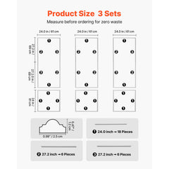 Wall Molding 3 Pack, Wainscoting Panels Kit, Lightweight Paintable Polystyrene, Easy to Install, Waterproof Accent Wall Trim for Interior Décor Living Room, Bedroom, White (61x137 + 61x61 cm)