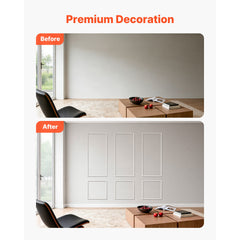 Wall Molding 3 Pack, Wainscoting Panels Kit, Lightweight Paintable Polystyrene, Easy to Install, Waterproof Accent Wall Trim for Interior Décor Living Room, Bedroom, White (61x137 + 61x61 cm)