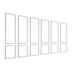 Wall Molding 6 Pack, Wainscoting Panels Kit, Lightweight Paintable Polystyrene, Easy to Install, Waterproof Accent Wall Trim for Interior Décor Living Room, Bedroom, White (61x137 + 61x61 cm)