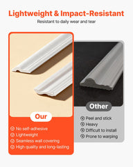 Wall Molding 6 Pack, Wainscoting Panels Kit, Lightweight Paintable Polystyrene, Easy to Install, Waterproof Accent Wall Trim for Interior Décor Living Room, Bedroom, White (61x137 + 61x61 cm)