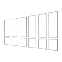 Wall Molding 6 Pack, Wainscoting Panels Kit, Lightweight Paintable Polystyrene, Easy to Install, Waterproof Accent Wall Trim for Interior Décor Living Room, Bedroom, White (61x137 + 61x61 cm)