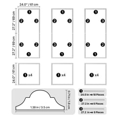 Wall Molding 3 Pack, Wainscoting Panels Kit, Lightweight Paintable Polystyrene, Easy to Install, Waterproof Accent Wide Profile Trim for Interior Living Room, Bedroom,White (61x137 + 61x61 cm)