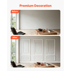 Wall Molding 3 Pack, Wainscoting Panels Kit with Dual-Line Wide & Narrow Profile, Lightweight Paintable Polystyrene, Easy to Install Accent Wall Trim for Interior Living Room, Bedroom,White