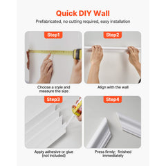 Wall Molding 3 Pack, Wainscoting Panels Kit with Dual-Line Wide & Narrow Profile, Lightweight Paintable Polystyrene, Easy to Install Accent Wall Trim for Interior Living Room, Bedroom,White