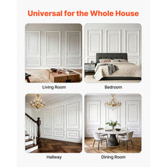 Wall Molding 3 Pack, Wainscoting Panels Kit with Dual-Line Wide & Narrow Profile, Lightweight Paintable Polystyrene, Easy to Install Accent Wall Trim for Interior Living Room, Bedroom,White