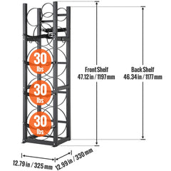 Refrigerant Tank Rack, with 3 x 30lbs and Other 3 Small Bottle Tanks, Cylinder Tank Rack 12.79x12.99x47.12 in, Refrigerant Cylinder Rack and Holders for Freon, Gases, Oxygen, Nitrogen