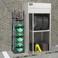 Refrigerant Tank Rack, with 3 x 30lbs and Other 3 Small Bottle Tanks, Cylinder Tank Rack 12.79x12.99x47.12 in, Refrigerant Cylinder Rack and Holders for Freon, Gases, Oxygen, Nitrogen