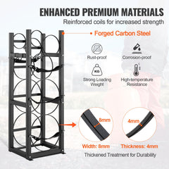 Refrigerant Tank Rack, with 2 x 30lbs and Other 3 Small Bottle Tanks, Cylinder Tank Rack 12.79x12.99x47.12 in, Refrigerant Cylinder Rack and Holders for Freon, Gases, Oxygen, Nitrogen
