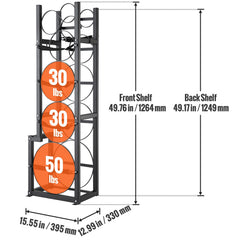 Refrigerant Tank Rack, with 1 x 50lb, 2 x 30lb and Other 3 Small Bottle Tanks, Cylinder Tank Rack 15.55x12.99x49.8 in, Refrigerant Cylinder Rack and Holders for Freon, Gases, Oxygen, Nitrogen
