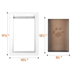 Pet Door, 31.2 x 43.5 cm Metal Frame with Lock and 3-Flap System, Weatherproof Doggy Door, Easy to Install in Interior or Exterior Walls, Pet Door Suitable for Cat Doggie Kitties (White-Medium)