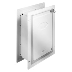 Pet Door, 23.6 x 33.5 cm Metal Frame with Lock and 3-Flap System, Weatherproof Doggy Door, Easy to Install in Interior or Exterior Walls, Pet Door Suitable for Cat Doggie Kitties (White-Small)