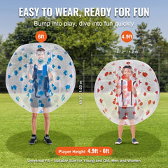 Inflatable Bumper Balls 2-Pack, 4FT/1.2M Body Sumo Zorb Balls for Teen & Adult, 0.8mm Thick PVC Human Hamster Bubble Balls for Outdoor Team Gaming Play, Bumper Bopper Toys for Garden, Yard, Park