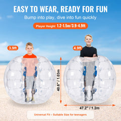 Inflatable Bumper Balls 2-Pack, 4FT/1.2M Body Sumo Zorb Balls for Teen & Adult, 0.8mm Thick PVC Human Hamster Bubble Balls for Outdoor Team Gaming Play, Bumper Bopper Toys for Garden, Yard, Park
