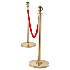 Stanchion Post with Velvet Rope, 4-Pack Crowd Control Stanchion with 3PCS 5FT Red Velvet Ropes, Stainless Steel Queue Barrier Line Divider with Fillable Base & Ball Top for Wedding Museum Party