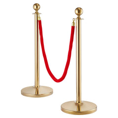 Stanchion Post with Velvet Rope, 6-Pack Crowd Control Stanchion with 4PCS 5FT Red Velvet Ropes, Stainless Steel Queue Barrier Line Divider with Fillable Base & Ball Top for Wedding Museum Party