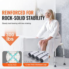 Shower Chair for Inside Shower, Adjustable Height Shower Stool, Non-Slip Bench Bathtub Seat Stool for Elderly Disabled Adults Handicap, 300 lbs Capacity