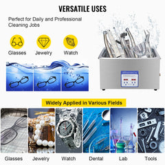 Digital Ultrasonic Cleaner 30L Ultrasonic Cleaning Machine 40kHz Sonic Cleaner Machine 316 & 304 Stainless Steel Ultrasonic Cleaner Machine with Heater & Timer for Cleaning Jewelry Glasses Watch
