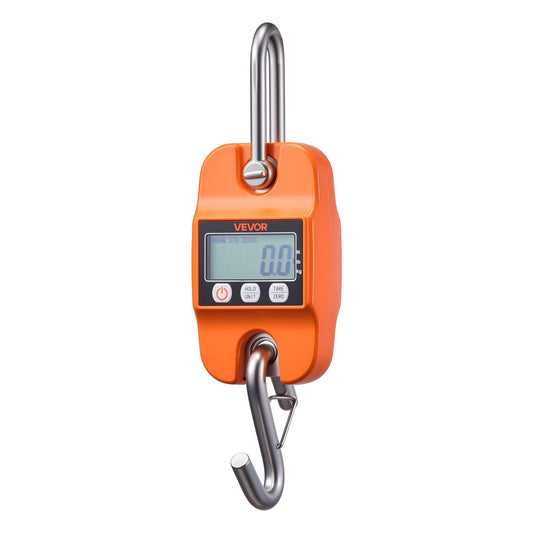 Digital Crane Scale, 880 lbs/400 kg Max Capacity, Handheld Hanging Scale with Cast Aluminum Case & LCD Display, 100 g Division & 3 Unit Switch, Auto-Off Setting for Farm Hunting Fishing, Orange