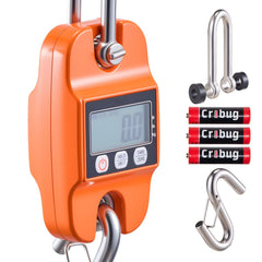 Digital Crane Scale, 880 lbs/400 kg Max Capacity, Handheld Hanging Scale with Cast Aluminum Case & LCD Display, 100 g Division & 3 Unit Switch, Auto-Off Setting for Farm Hunting Fishing, Orange