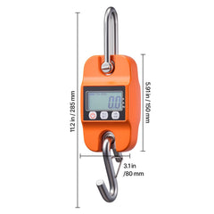 Digital Crane Scale, 880 lbs/400 kg Max Capacity, Handheld Hanging Scale with Cast Aluminum Case & LCD Display, 100 g Division & 3 Unit Switch, Auto-Off Setting for Farm Hunting Fishing, Orange