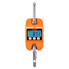 Digital Crane Scale, 880 lbs/400 kg Max Capacity, Handheld Hanging Scale with Cast Aluminum Case & LCD Display, 100 g Division & 3 Unit Switch, Auto-Off Setting for Farm Hunting Fishing, Orange