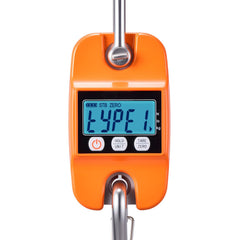 Digital Crane Scale, 880 lbs/400 kg Max Capacity, Handheld Hanging Scale with Cast Aluminum Case & LCD Display, 100 g Division & 3 Unit Switch, Auto-Off Setting for Farm Hunting Fishing, Orange