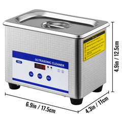 0.8L Professional Ultrasonic Cleaner 304 Stainless Steel Digital Lab Ultrasonic Cleaner with Timer for Jewelry Watch Glasses Circuit Board Dentures Small Parts Dental Instrument (0.8L)