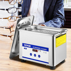 0.8L Professional Ultrasonic Cleaner 304 Stainless Steel Digital Lab Ultrasonic Cleaner with Timer for Jewelry Watch Glasses Circuit Board Dentures Small Parts Dental Instrument (0.8L)