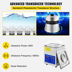 Ultrasonic Cleaner 1.3 L Ultrasonic Parts Cleaner with Heater Timer,