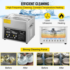 Digital Ultrasonic Cleaner 3L Ultrasonic Cleaning Machine 220V 50kHz Sonic Cleaner Machine 304 Stainless Steel Ultrasonic Cleaner Machine with Heater and Timer for Cleaning Jewelry Glasses Watch