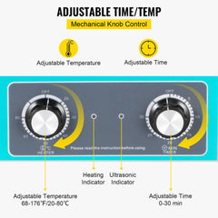 Knob Ultrasonic Cleaner 3L 40kHz Ultrasonic Cleaning Machine Knob Control Sonic Cleaner 304 Stainless Steel Ultrasonic Cleaner Machine with Heater & Timer for Cleaning Jewelry Eyeglasses Watches