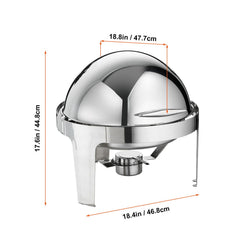 Roll Top Chafing Dish Buffet Set, 5.5L 2 Pack, Stainless Steel Chafer with 2 Full Size Pans, Round Catering Warmer Server with Lid Water Pan Stand Fuel Holder, for at Least 5 People Each